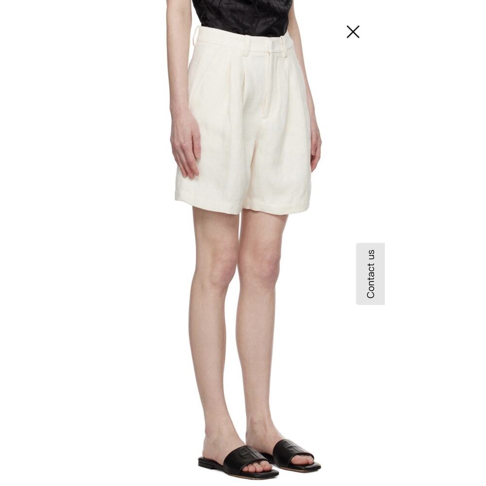 Anine Bing Carrie Pleated Linen Shorts Womens XS Off-White NWT - Picture 5 of 13